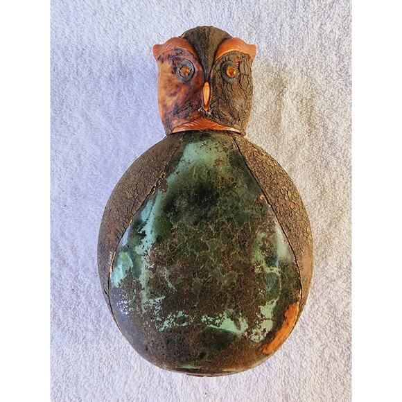 MCM 1960s Leather Wrapped OWL Liquor Bottle Decanter Made in Italy READ Barware - Picture 10 of 10